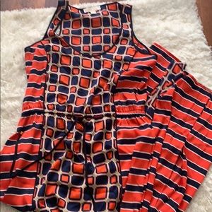 Orange and blue maxi dress